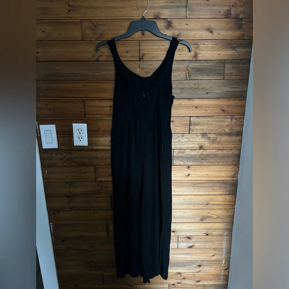 Madewell Smocked Button-Front Crop Jumpsuit size 2 color Black - Picture 7 of 11